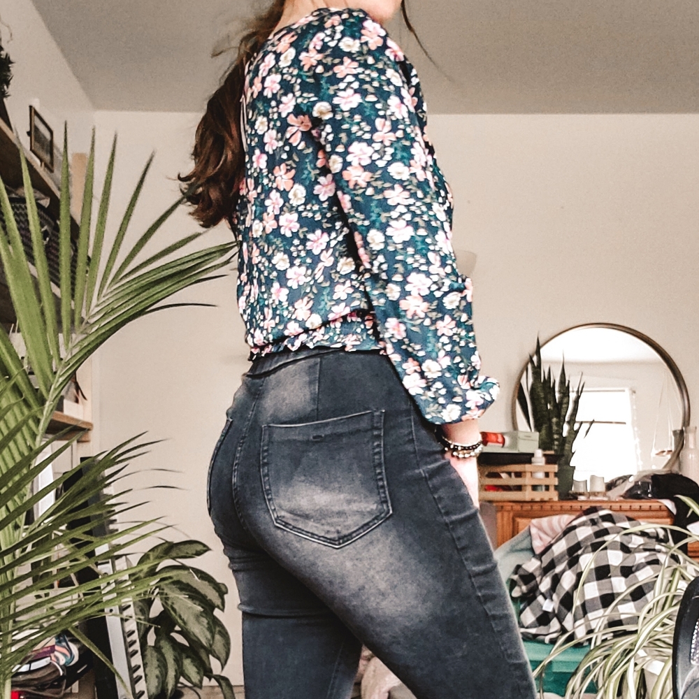 NWT SO Floral Smocked Peplum Waist Blouse